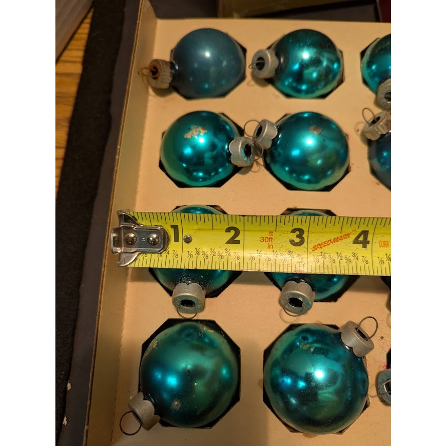 2 boxes (24pcs) Hand Blown Christmas glass ornaments Shiny Brite Multicolor 2"