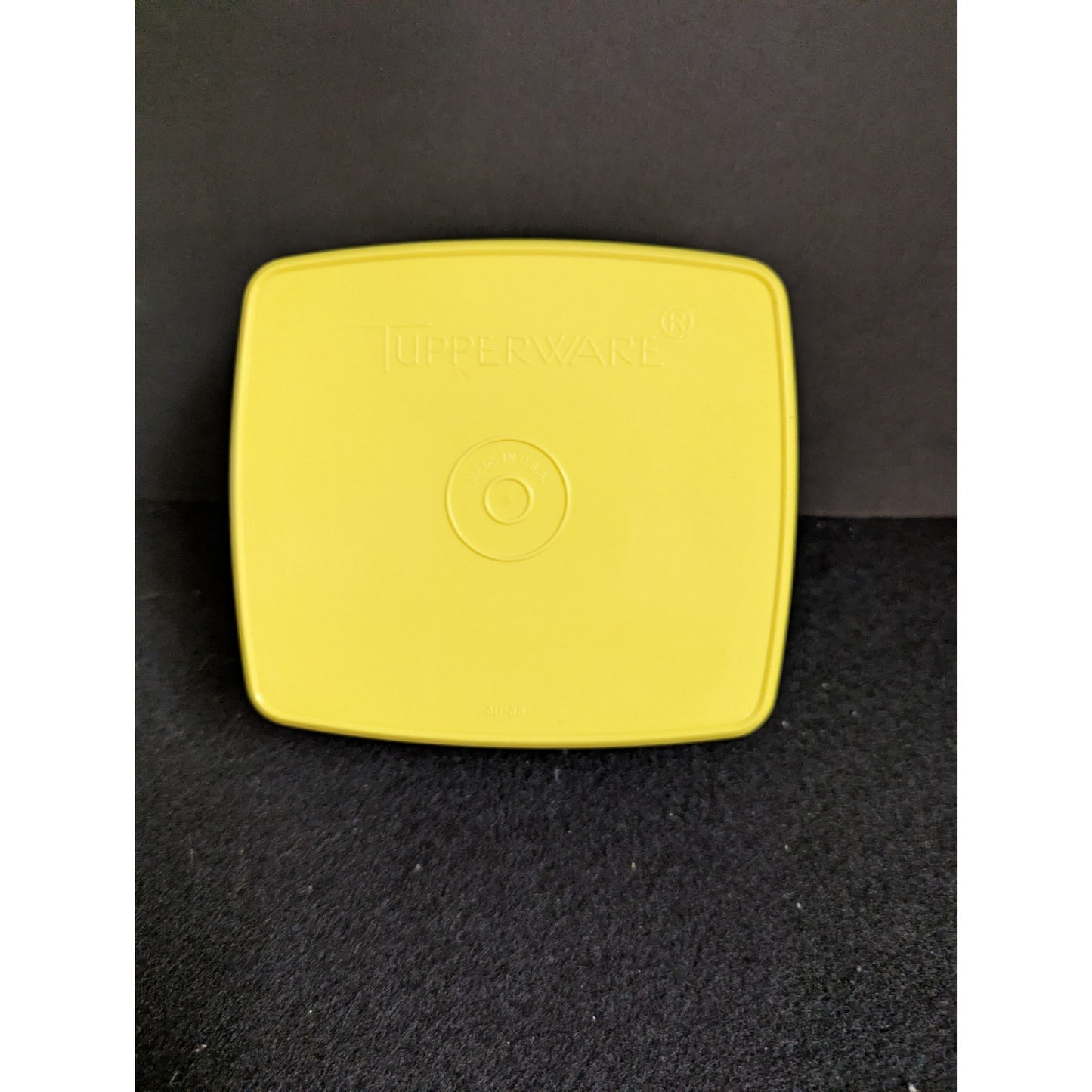 Vintage Tupperware Yellow Square Food Storage Container Sheer Lid 5" x 2" Retro