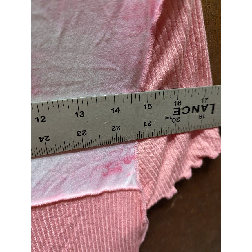 NEW Abound pink crop top lettuce edge short sleeve Size Large Tshirt