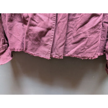 Caslon Women's Plum Button-Front Raw Hem Blouse NWT Size Small Activewear