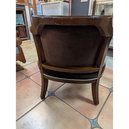 Secondhand Sandies: MCM Occasional Chair Chocolate Velvet with blue piping Tufted