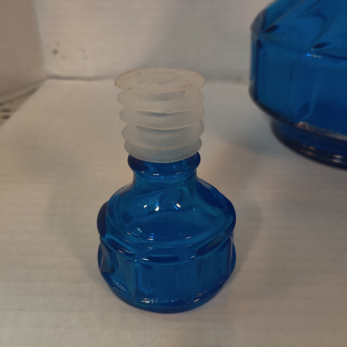Vintage Empoli Cobalt Blue Glass Decanter with Stopper, Made in Italy Optic