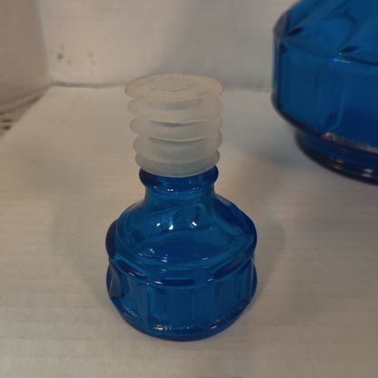Vintage Empoli Cobalt Blue Glass Decanter with Stopper, Made in Italy Optic