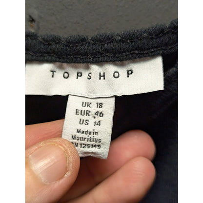 Topshop Black Ribbed Crop Tank Top Y2K Minimal Strappy Square Neck Camisole 10