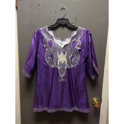 Vintage Purple Embroidered Two Piece Skirt Set Plus Size Extra Large