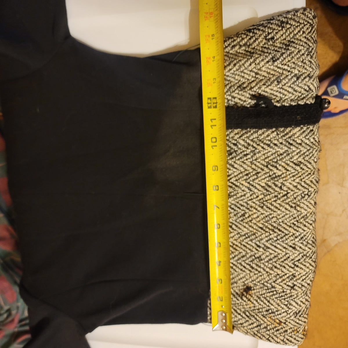 Vintage NO TAGS Heavy black tweed dress lined winter fall long sleeve 1 Pc. MED