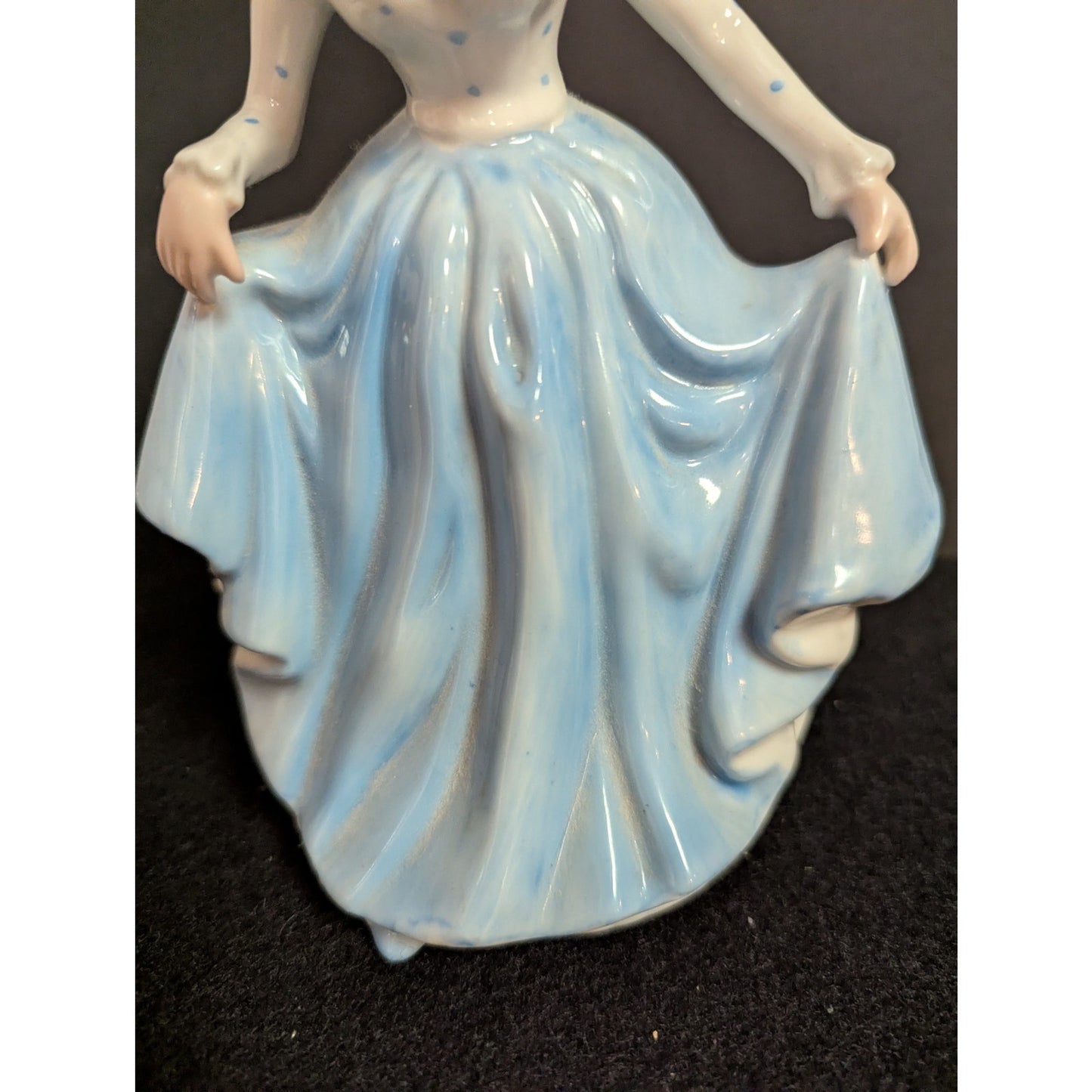 Vintage Blue and White Gown Lady Figurine Kitschy Porcelain Figurine