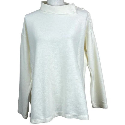 Max Studio Button Shoulder Mock Neck Pullover Top Sz XL/Extra Large in Cream NWT