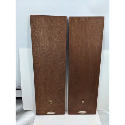Ricardo Lynn MCM Teak Brass Chinese Script Wall Hangings Pair Plaque Tableau 60s