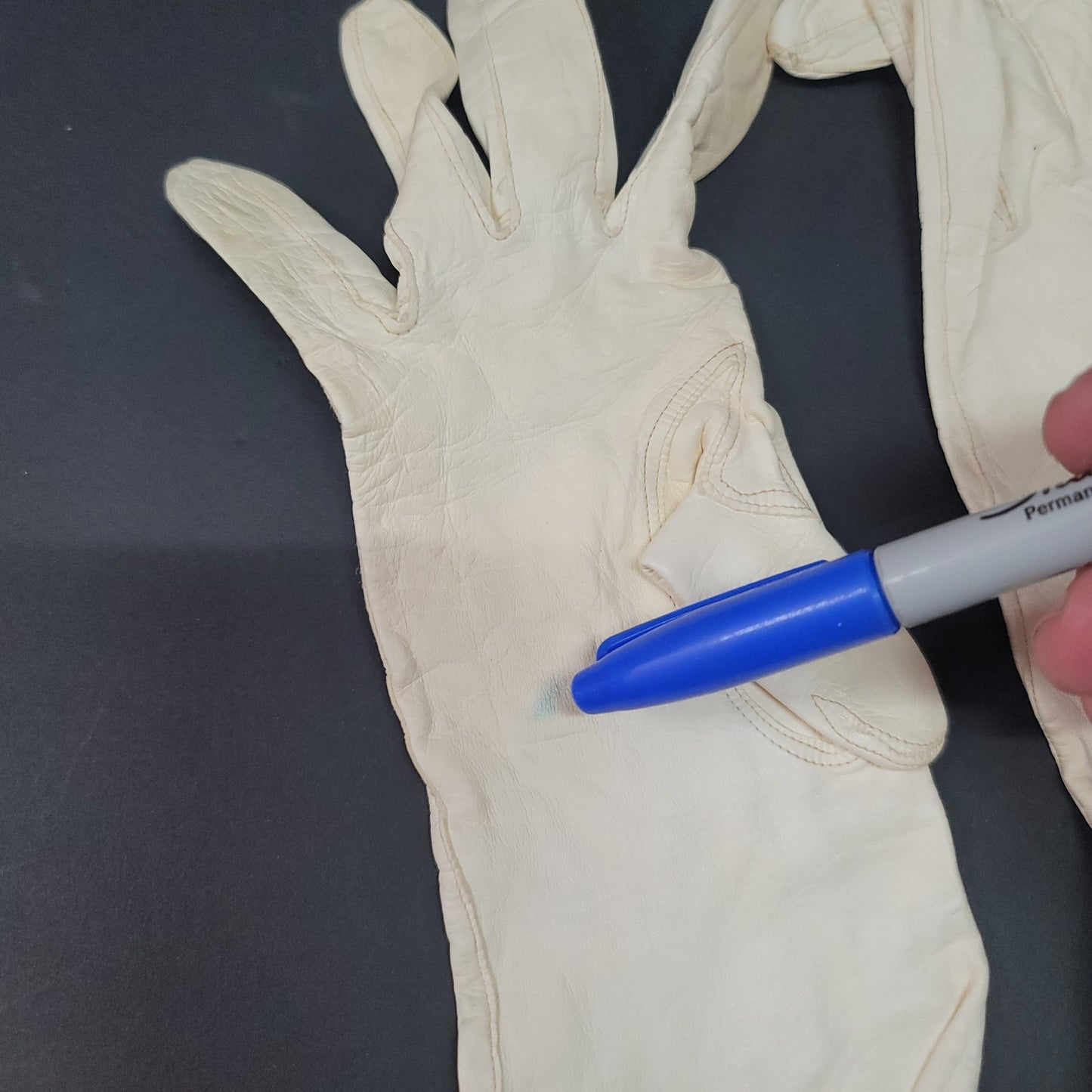 Vintage calfskin white formal riding driving gloves Small Medium