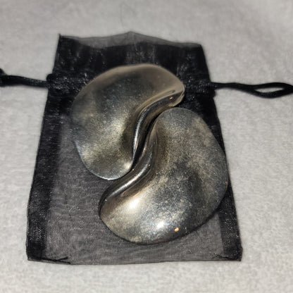 Vintage 1970s Unsual Clip on Silvertone Metal Earrings Hugger 2" bean