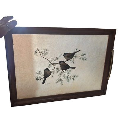 Grace B. Gilmore Fiberglass Serving Tray Bacova Guild Happy Chickadees serveware