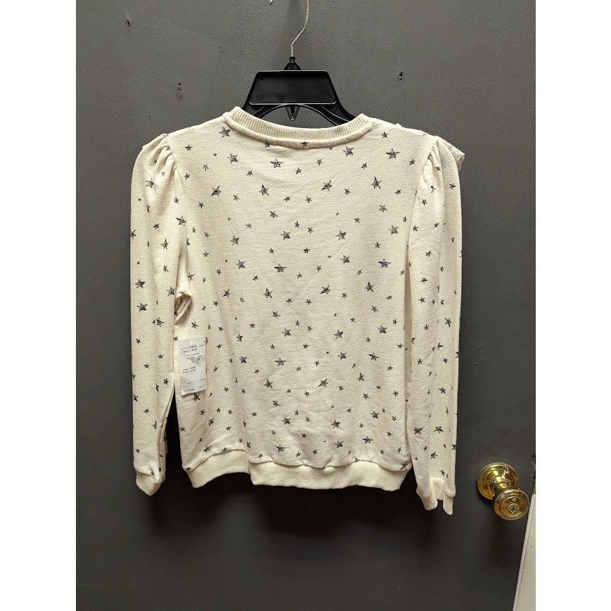Jessica Simpson Girls Size Large (12) Top Long Sleeve Ruffle Front Stars Sweater
