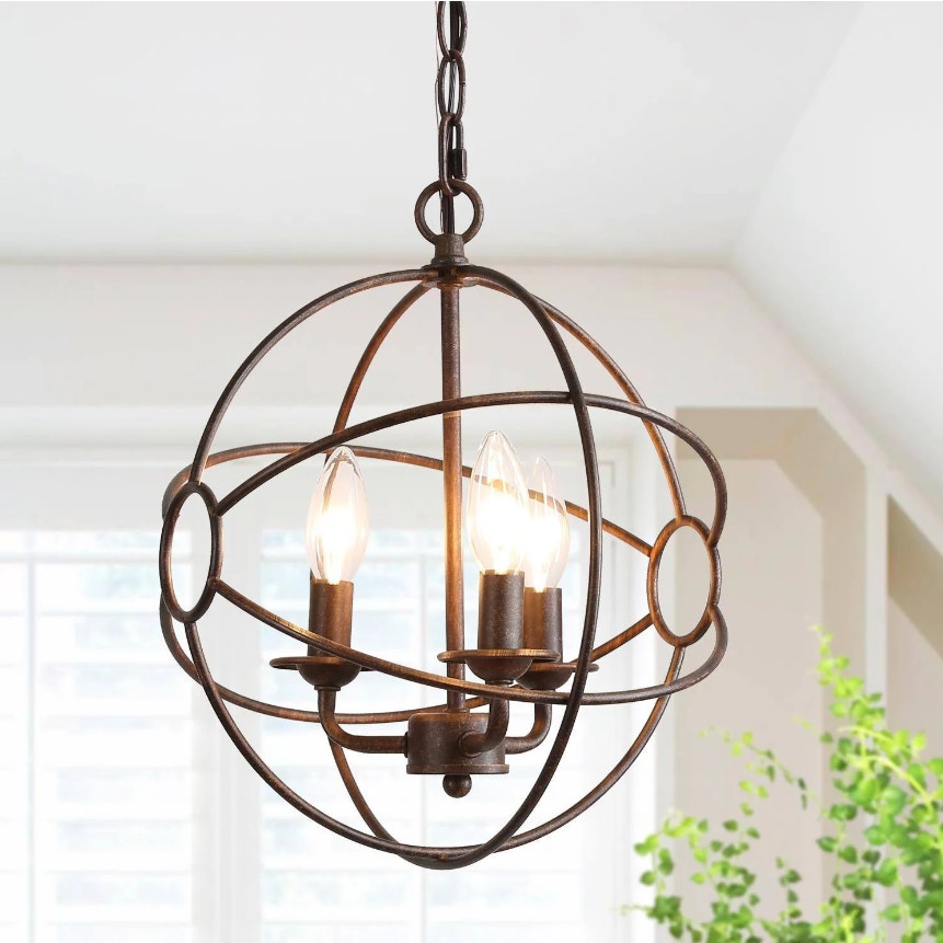 LNC Pepontity 3-Light Mini Bronze Chandelier NEW light hanging sphere orb MODERN