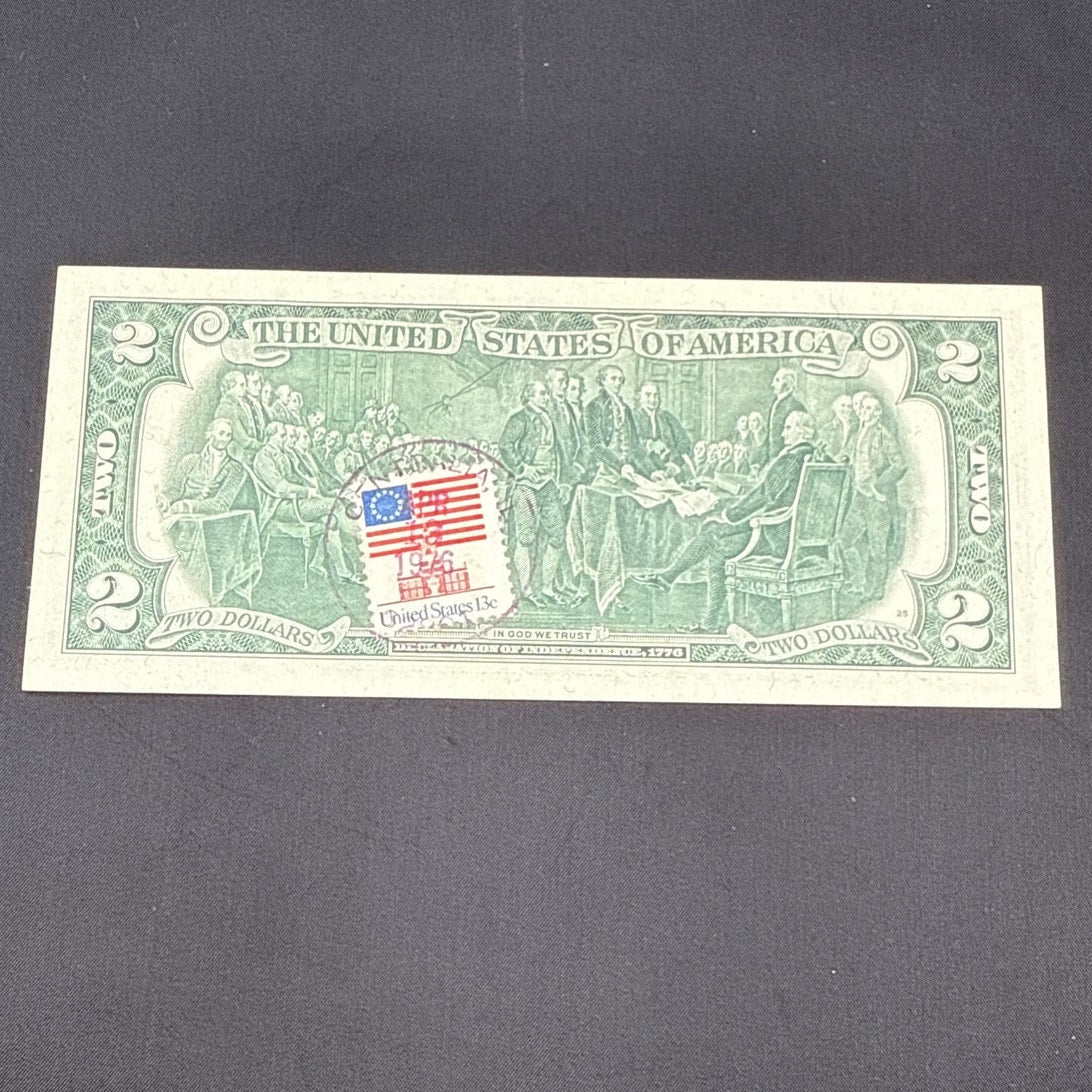 Paper Currency Bank Note USA Paper Money $2 Series 1976 First Day Issue April 13