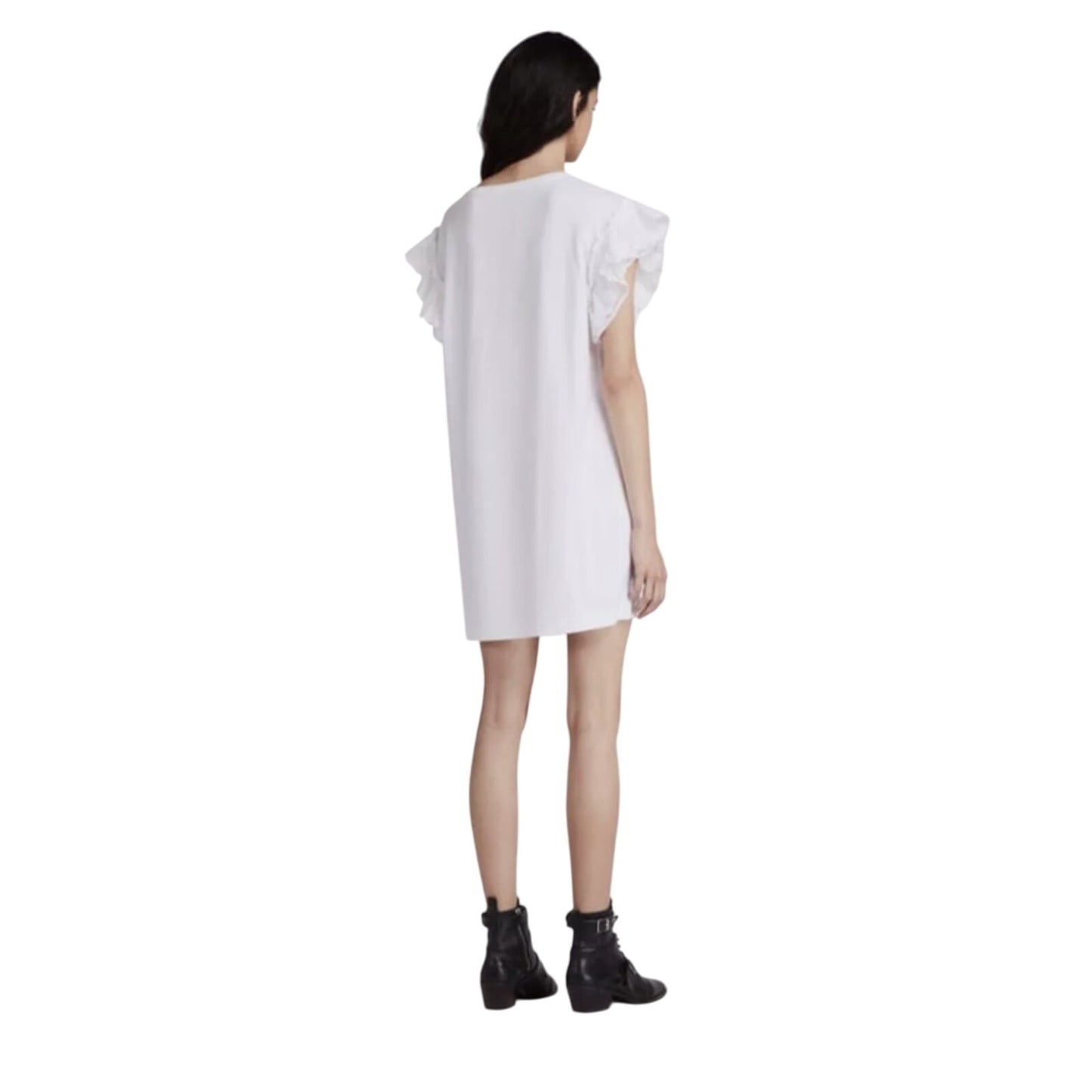 All saints Senna Adelaide eyelet tee dress Medium NEW $120 cHALK white Flutter