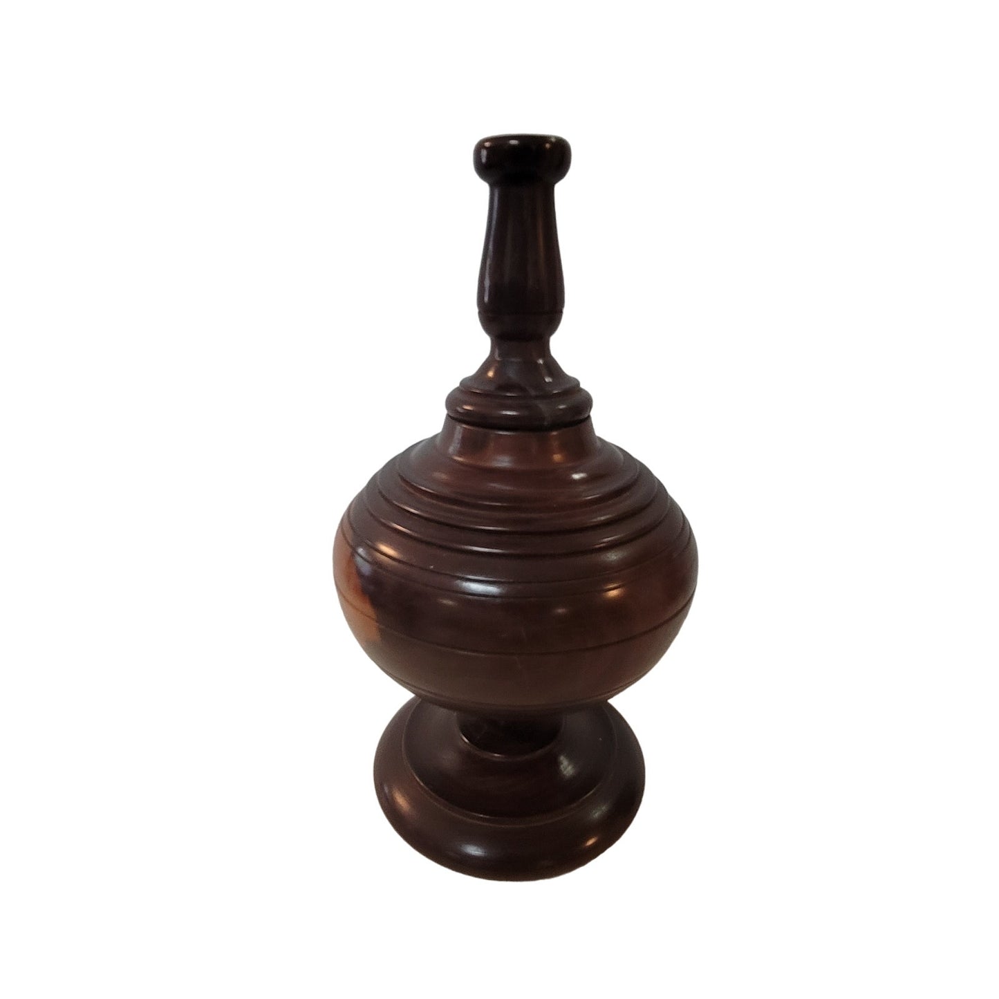 Turned wood Large single piece with opening in top 10"