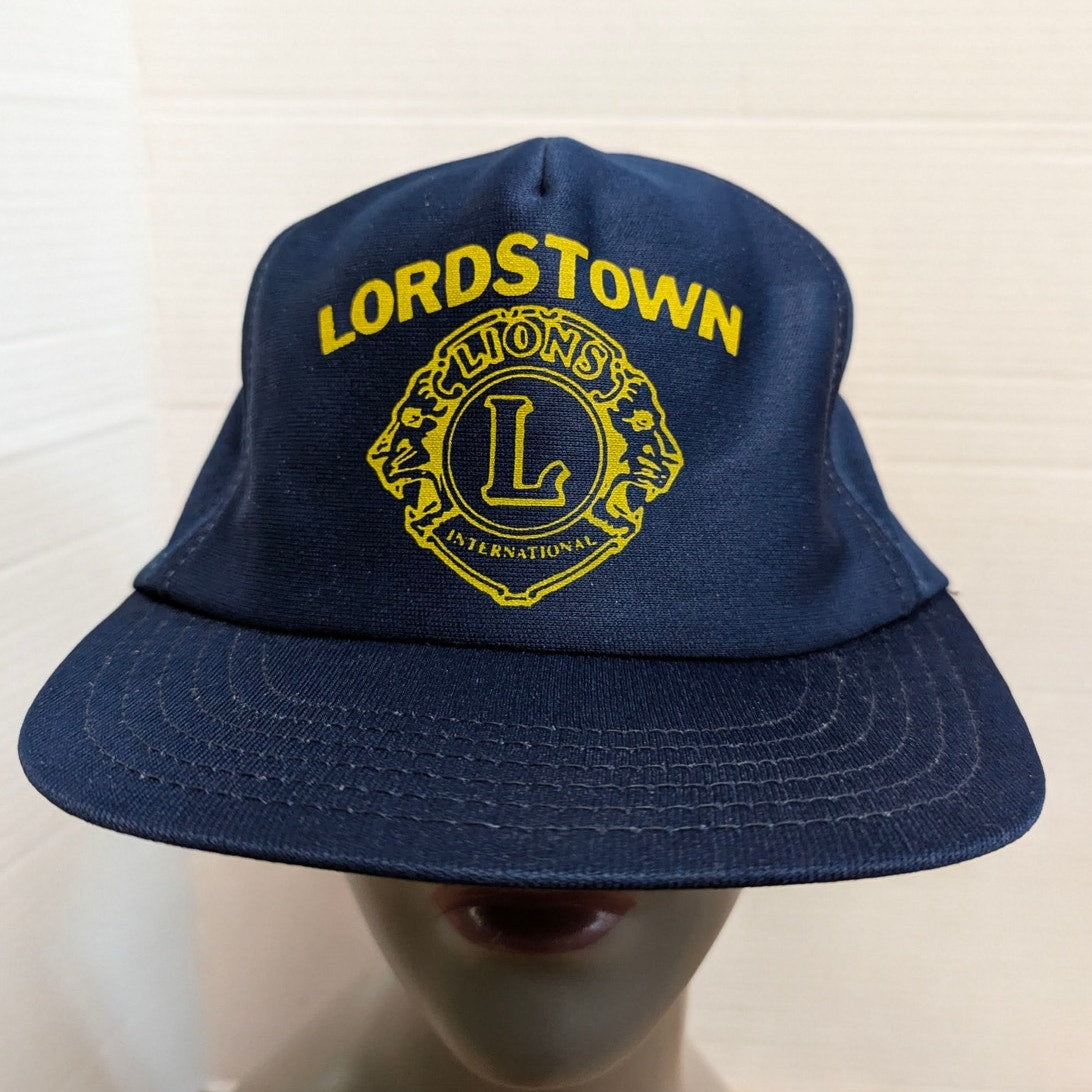 Vintage Lordstown Lions Club International Blue Snapback Baseball Cap Hat Y2K