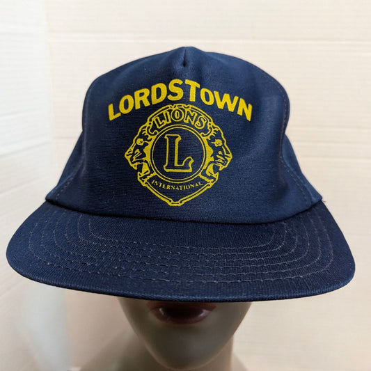 Vintage Lordstown Lions Club International Blue Snapback Baseball Cap Hat Y2K