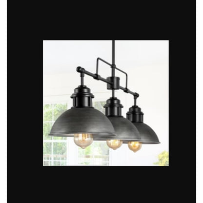 LNC Abspinim 3-Light 36-in Gary Industrial Linear Kitchen Island Light NEW