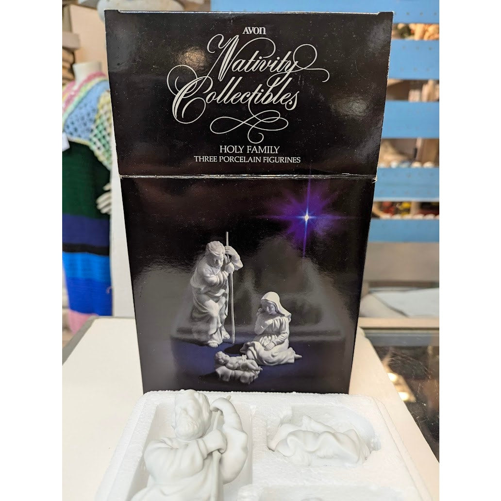 Vintage 1981 Avon Nativity Collectibles Fine White Bisque Porcelain Holy Family
