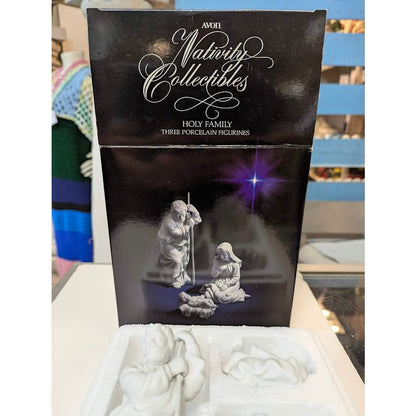 Vintage 1981 Avon Nativity Collectibles Fine White Bisque Porcelain Holy Family
