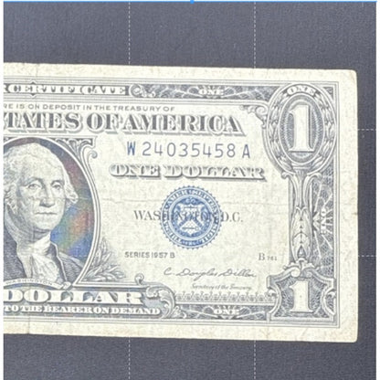 Paper Currency Bank Note Money $1 Series 1957 B Silver Certificate Blue Seal
