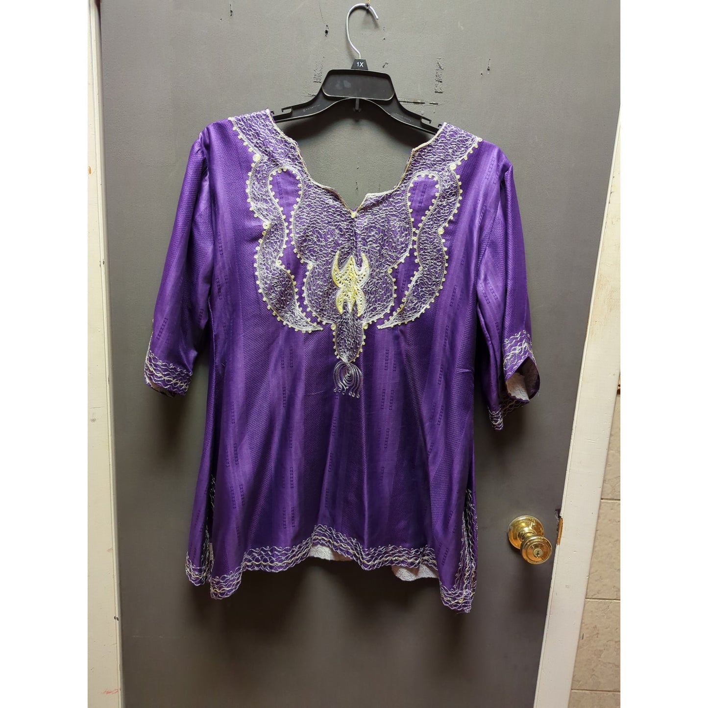 Vintage Purple Embroidered Two Piece Skirt Set Plus Size Extra Large