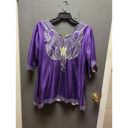 Vintage Purple Embroidered Two Piece Skirt Set Plus Size Extra Large