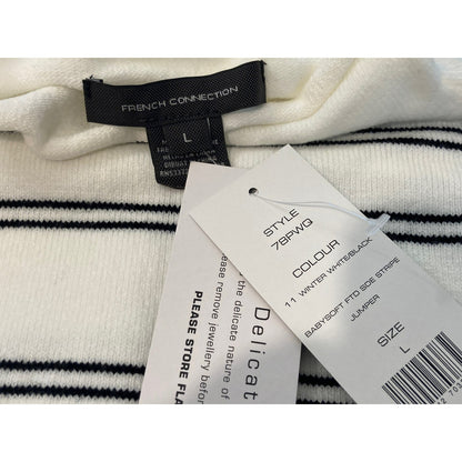 NWT French Connection Mock Neck Pullover Sweater Sz Large in Winter White/Black
