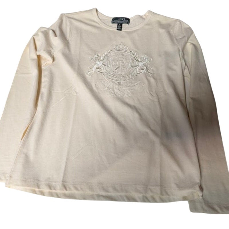 Lauren Ralph Lauren Active Medium Womens Ivory long sleeve top LOGO on chest