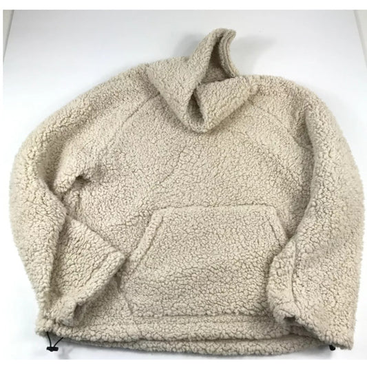 NEW Zella Beige Pumice Sherpa Teddy PULLOVER Sweater Zip Collared Small