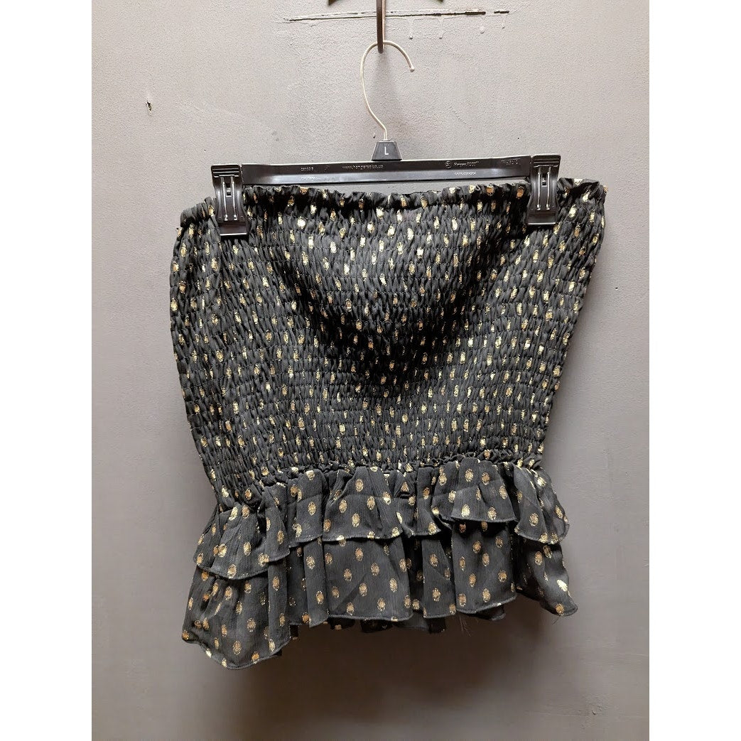 Re:named mini wiggle skirt Size Medium double ruffle hem Elastic stretch NEW