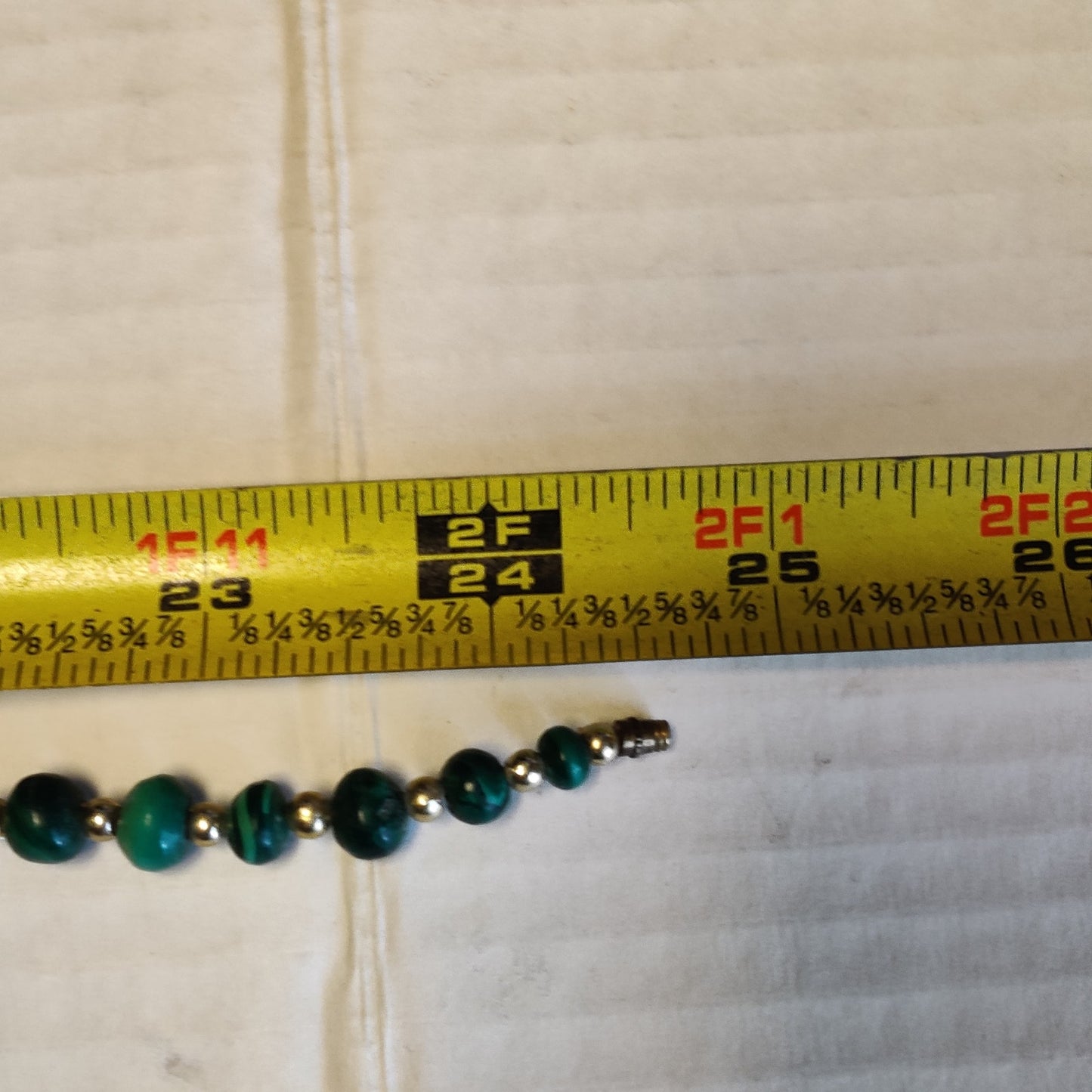 Vintage Genuine Malachite Natural Green Banded Agate Bead Necklace 24 Inch