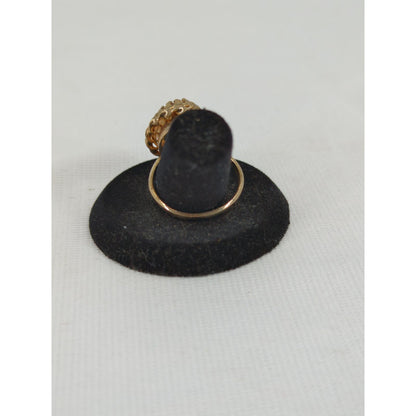 Vintage Gold Tone Cameo Red Resin Oval Ring Victorian Revival Statement Y2K