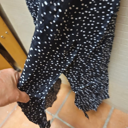 RowA womens Size Small Black white Polka Dot Sleeveless Dress NEW button detail