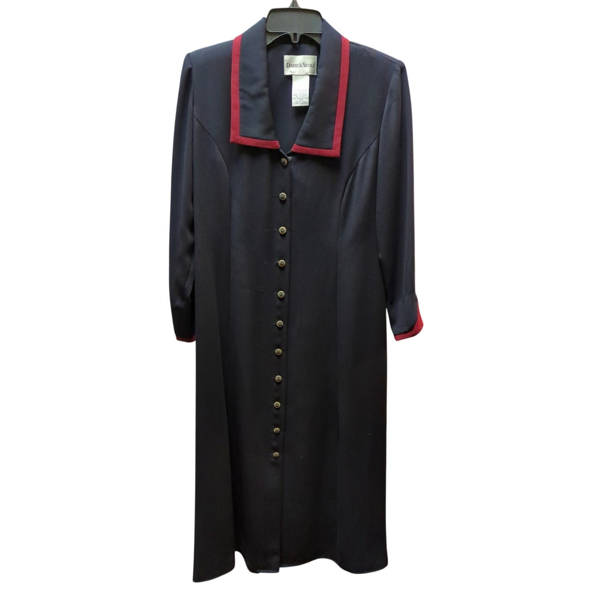Vintage Danny Nicole Academic Preppy Sailor Collar Button Front Midi Dress 8P