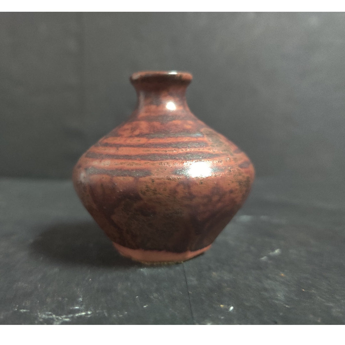 Vintage Studio Pottery Brown Miniature Bud Vase Handcrafted Small Art Pottery