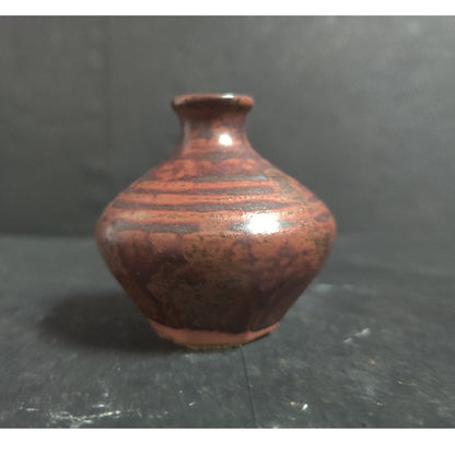 Vintage Studio Pottery Brown Miniature Bud Vase Handcrafted Small Art Pottery