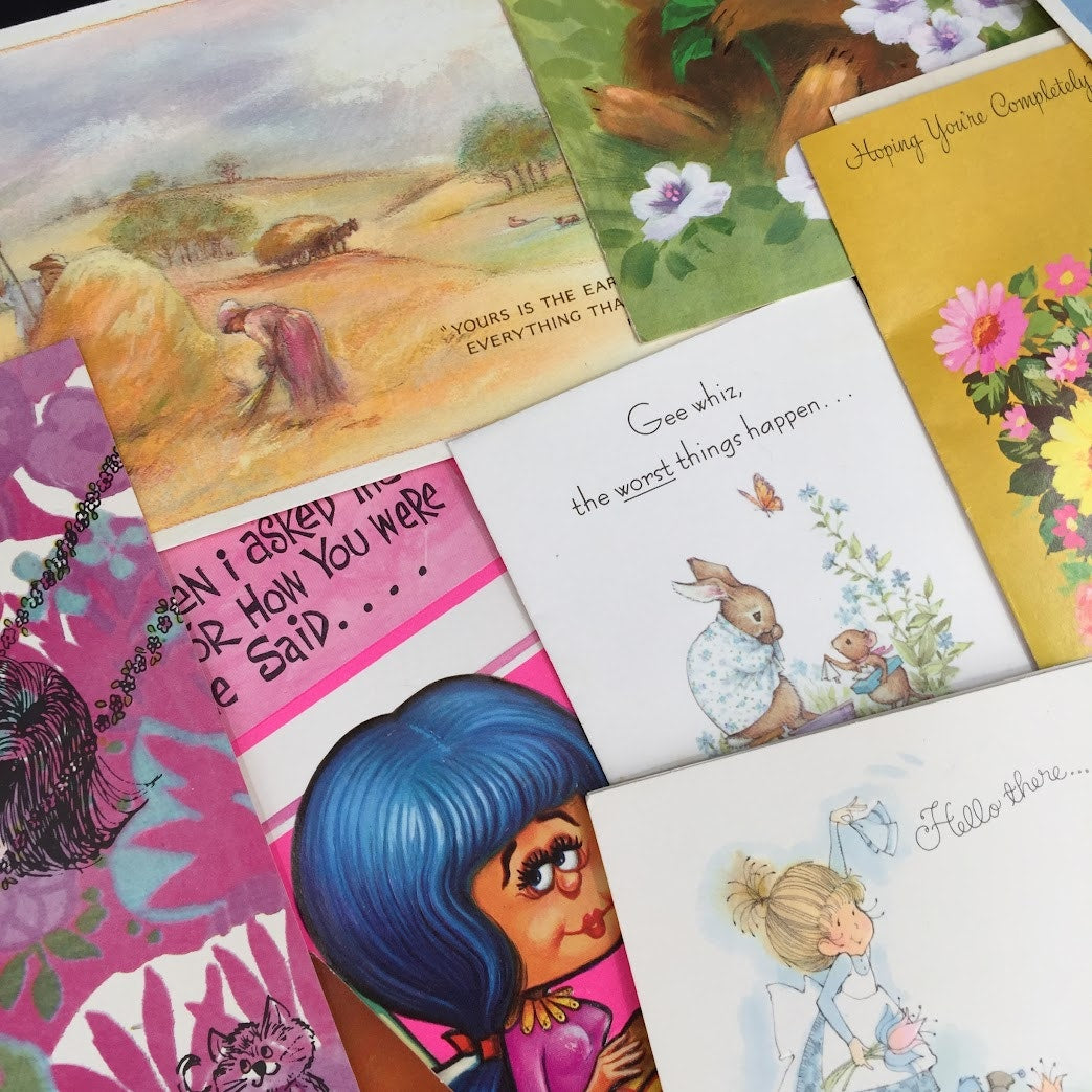 Vintage greeting Cards LOT ephemera Used and Unused GREAT Graphics Scrapbooking