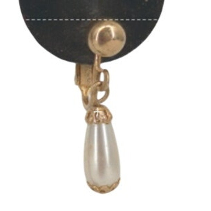 Sarah Sara Coventry goldtone drop faux pearl clip on earrings