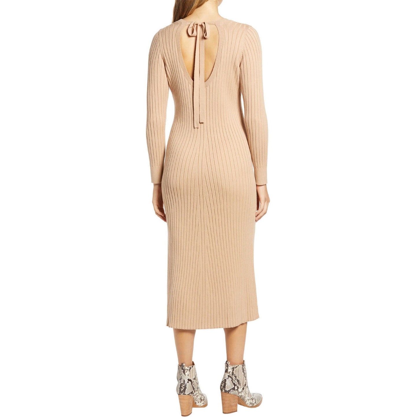 WAYF Dede & Emily BFF Ribbed Hollie Sweater Dress XS/Extra Small Camel Tan NWT