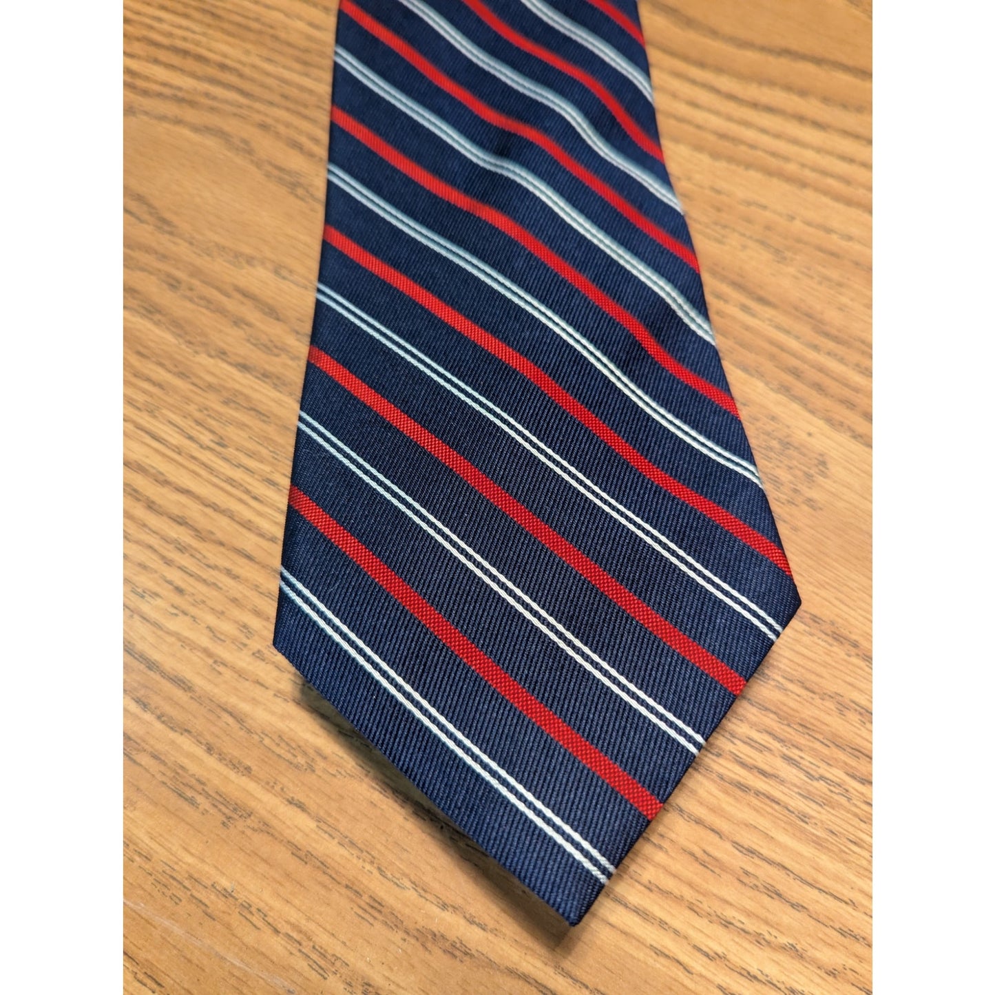 Men's Silk Necktie Tie Lauren Ralph Lauren Red White Blue Stripes