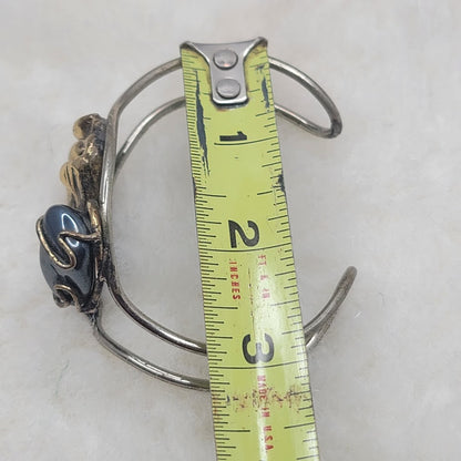 Vintage Molten Brutalist Sculptural Mixed Metal Cuff Bronze & Polished Hematite