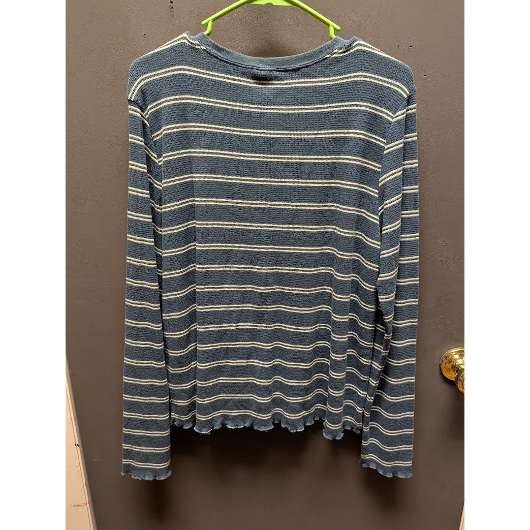 Make + Model Blue and White Striped Henley Top Size XXL Long Sleeve Travel