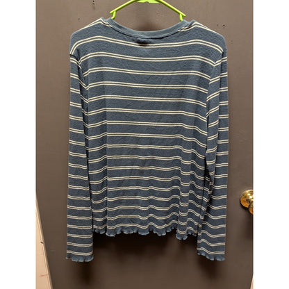 Make + Model Blue and White Striped Henley Top Size XXL Long Sleeve Travel