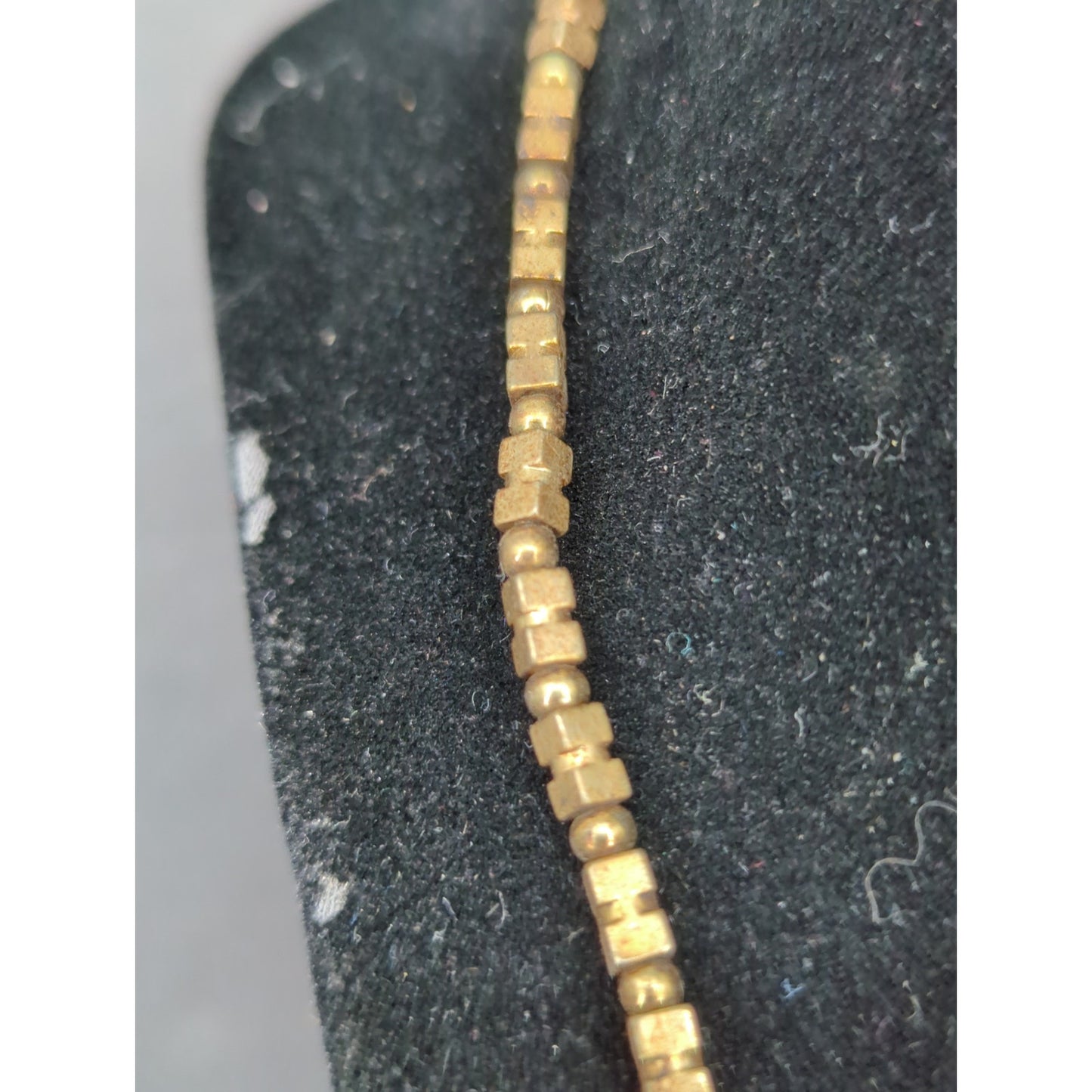 Vintage Gold Tone Brutalist Segmented Block Chain Collar Necklace Retro