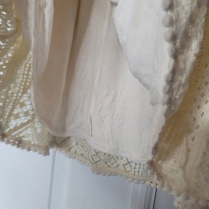 Vero Moda Birch Cream Size XL Lined Lace Pom Pom Mini Skirt Elastic Waist