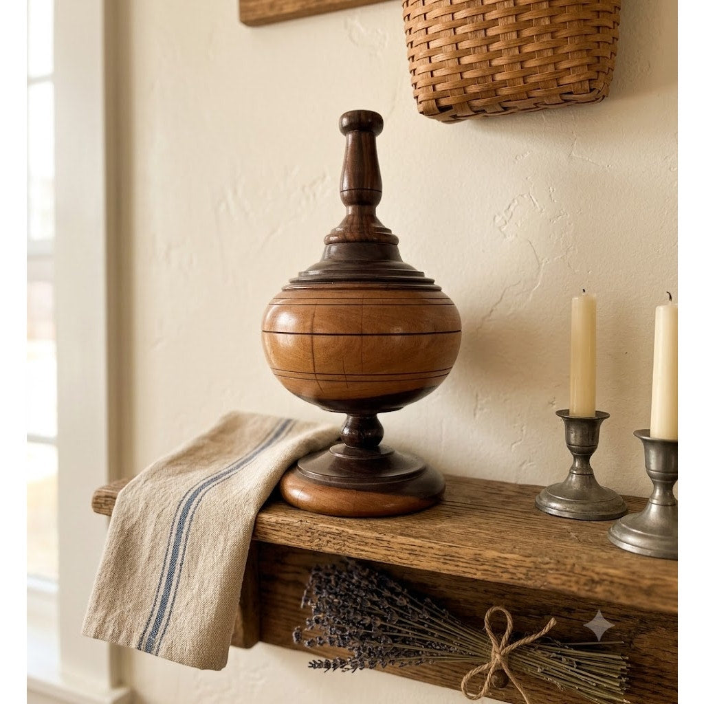 Turned wood Large single piece with opening in top 10"