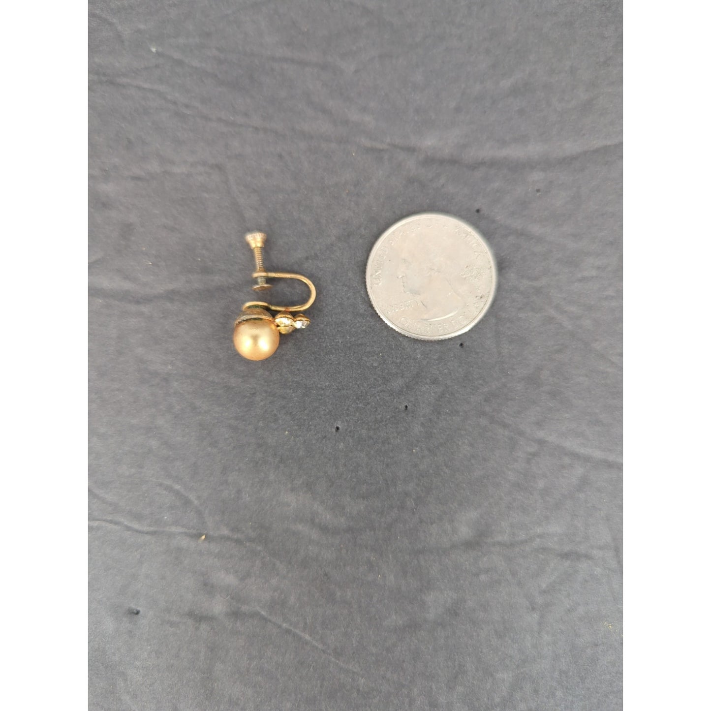 Vintage Faux Pearl Rhinestone Screw Back Earrings Gold Tone Retro Glam
